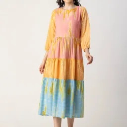 Moomaya Multicolor Printed Midi Dress image 1