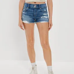 American Eagle Outfitters Blue Cotton Distressed Shorts image 1