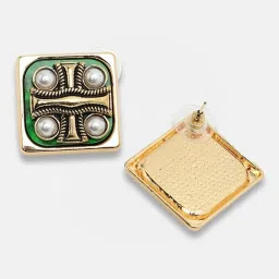 Sohi Gold Plated Party Designer Stone Stud Earrings image 1