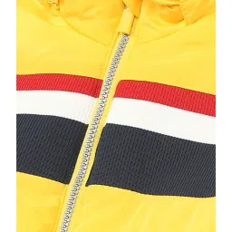 U.S. Polo Assn. Kids Yellow Striped Full Sleeves Hooded Jacket image 3