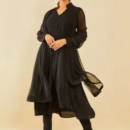 Soch Black Embellished Kurta Churidar Set With Dupatta-image-36