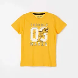 Fame Forever by Lifestyle Kids Mustard Cotton Printed Tee image 1