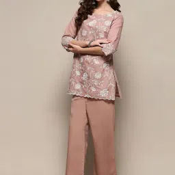 Biba Beige Embroidered Kurti Palazzo Set image 3