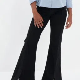 American Eagle Outfitters Black Mid Rise Flared Jeans image 1