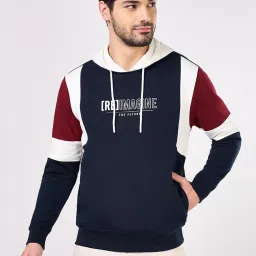 Byford By Pantaloons Navy Regular Fit Printed Hooded Sweatshirt image 1