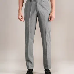 Cantabil Grey Regular Fit Self Pattern Trousers image 1