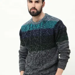 Rare Rabbit Green Relaxed Fit Colorblock Sweatshirt image 3