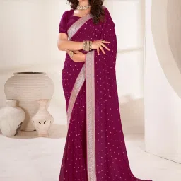 Saree Mall Purple Woven Saree With Unstitched Blouse image 1