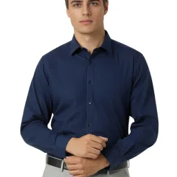 Van Heusen Navy Cotton Regular Fit Shirt image 1