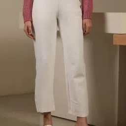SALT Attire White Plain Trousers image 1