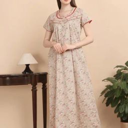 Sweet Dreams Orange Cotton Regular Fit Night Dress-picture-32