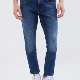 Spykar Mid Blue Cotton Slim Fit Jeans-picture-35
