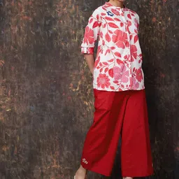 Melange by Lifestyle Women Regular Fit Embroidered Pure Cotton Parallel Trouser image 3