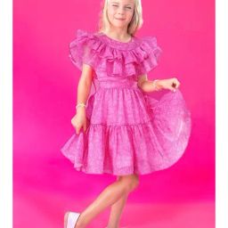 Tiny Girl Hot Pink Barbie Printed Dress-picture-28