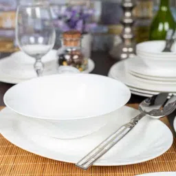 Goodhomes White Bone China Open Bowl with Oval Platter - Set of 2-picture-11