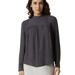 Allen Solly Grey Regular fit Solid Tops image 1