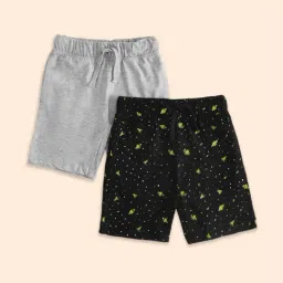 Pantaloons Junior Grey & Black Cotton Printed Shorts (Pack of 2)-picture-16
