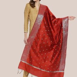 Dupatta Bazaar Red Woven Pattern Dupatta-picture-38