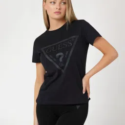 Guess Black Cotton Print Short sleeve T-Shirt image 1