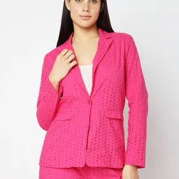 Vero Moda Pink Cotton Self Design Blazer image 1