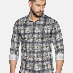 showoffff SHOWOFF Grey Cotton Slim Fit Printed Shirt image 1