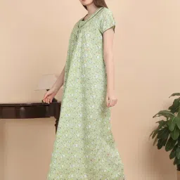 Sweet Dreams Green Cotton Regular Fit Night Dress image 3