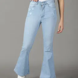 SHOWOFF Light Blue Distressed Relaxed Fit High Rise Jeans-image-89