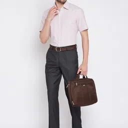 Wills Lifestyle Men Charcoal Grey Solid Formal Trousers image 5