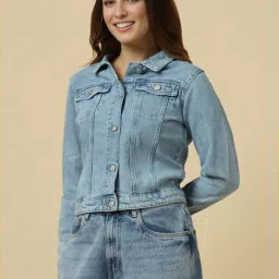 Allen Solly Blue Solid Jacket image 1