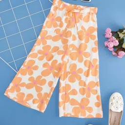 Pantaloons Junior Peach & White Floral Print Palazzo image 1