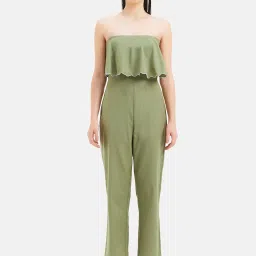 Kazo Olive Linen Maxi Jumpsuit image 1
