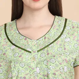 Sweet Dreams Green Cotton Regular Fit Night Dress image 5