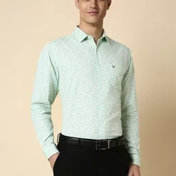 Allen Solly Green Cotton Slim Fit Printed Shirt image 1