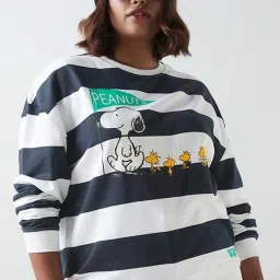 Bewakoof White Graphic Relaxed Fit Sweatshirt image 1