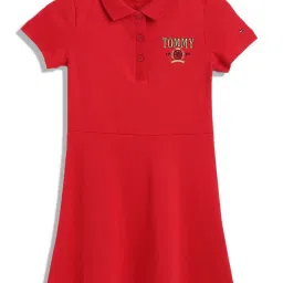 Tommy Hilfiger Kids Primary Red Embroidery Regular Fit Dress image 1