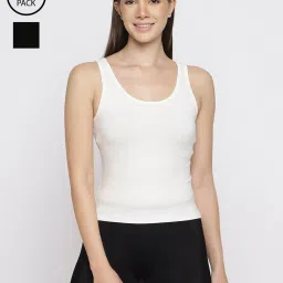 La Intimo Cream & Black Playful Dreamer Camisole (Pack of 2) image 1