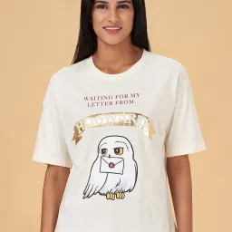 Dreamz by Pantaloons White Cotton Printed T-Shirt image 1