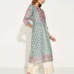 Rangmanch By Pantaloons Pastel Green Regular Fit Printed Kurta image 3