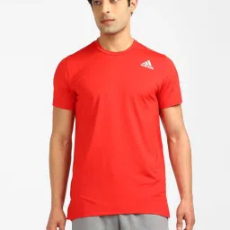 Adidas Red Regular Fit Logo Printed T-Shirts image 1
