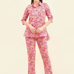 Sweet Dreams Pink Geometric Print Shirt With Pyjamas image 1