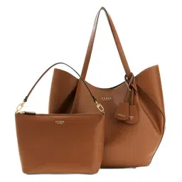 Guess Cognac Amorette Textured Tote With Pouch-picture-27