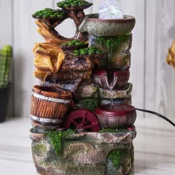 CHRONIKLE Multicolor Polyresin Designer Indoor 3 Steps Water Fountain image 1