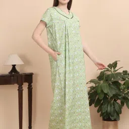 Sweet Dreams Green Cotton Regular Fit Night Dress image 4