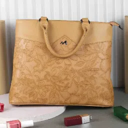 Metro Beige Textured Large Shoulder Handbag image 1