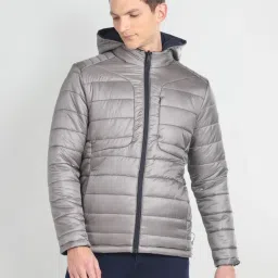 Arrow Sport Grey & Navy Regular Fit Hooded Jacket image 1