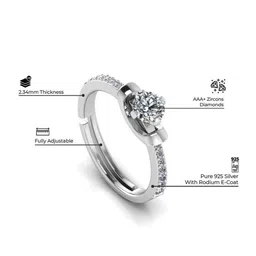 MISS HIGHNESS Rhodium-Plated Cubic Zirconia StuddedFingerRing image 2