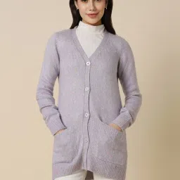 Allen Solly Purple Crochet Pattern Cardigan image 1