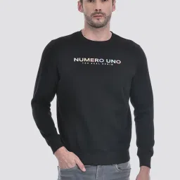 Numero Uno Black Regular Fit Printed Sweatshirt image 1
