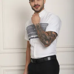 Indian Needle White Regular Fit Printed Shirt image 1