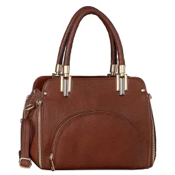 HiLEDER Brown Textured Medium Satchel Handbag image 1